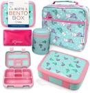 Conjunto de caixas Bento Kinsho Pink Aqua Cat Mermaid Kids 3-7 anos