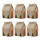 Conjunto de caixas de doces de Natal Kraft Paper Christmas House Design