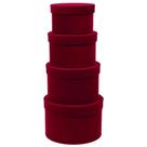 Conjunto de caixas de presente GNFlus Red Wine Velvet, redonda, 4 unidades