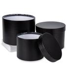 Conjunto de caixas de presente GNFlus Round Black Cardboard 14x11, 16,5x13, 19x15 cm