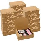 Conjunto de caixas de presente, papel kraft com fita de cetim dourada, 15 unidades e 11,5 cm