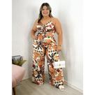 Conjunto de Calça Pantalona e Cropped Laço Estampado -ref.9333