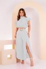 Conjunto de Calça Pantalona moda Feminina cinto Luxo
