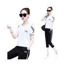 Conjunto De Calças Casuais De Verão Para Mulheres, T-shirt E Calças Capri, Estilo Coreano