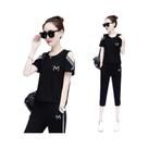 Conjunto De Calças Casuais De Verão Para Mulheres, T-shirt E Calças Capri, Estilo Coreano