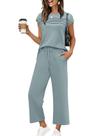 Conjunto de calças curtas de perna larga WIHOLL Blue, roupa coordenada, M
