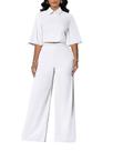 Conjunto de calças de 2 peças Acelyn para mulheres Dressy Elegant White 2GG Conjunto de calças de 2 peças Acelyn para mulheres Dressy Elegant White 2GG