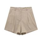 Conjunto De Calças De Linho E Algodão Vintage Casual De Verão Para Mulheres Com Shorts De Cintura