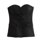 Conjunto de Calças e Regata Elegante para Mulheres - Sem Alças, com Fenda Lateral e Botão Frontal