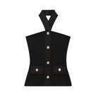 Conjunto De Calças Flare De Cintura Alta Pretas Para Mulheres, 2 Peças, Top Halter off Shoulder,