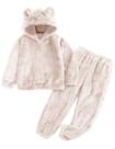 Conjunto de calças Flygo Girls Crop Hoodie Bear Ear Fluffy Beige-S Conjunto de calças Flygo Girls Crop Hoodie Bear Ear Fluffy Beige-S