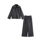 Conjunto De Calças Jeans De Cintura Alta Para Mulheres, Top Casual Com Gola Reversa, Moda De Rua Em