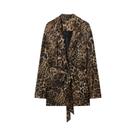 Conjunto De Calças Vintage Com Estampa De Leopardo Para Mulheres, Blazer Longo, Conjunto Formal De