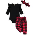 Conjunto de calças xadrez para bebês e meninas Aalizzwell Christmas