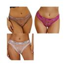 Conjunto De Calcinhas Sexy Em Renda Para Mulheres, G-String De Cintura Baixa, Lingerie Transparente