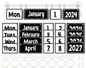 Conjunto de calendário Bulletin Board Flip Calendar Preto e Branco