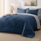 Conjunto de cama Bedsure Twin Reversível, edredom azul marinho, 5 peças