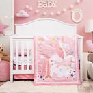 Conjunto de cama de berço Cloele Unicorn Pink 4 peças para berçário