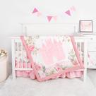 Conjunto de cama de berço TANOFAR Floral Castle de 4 peças para meninas