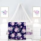 Conjunto de cama de berço TANOFAR Purple Flower, 4 peças de algodão