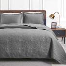 Conjunto de cama de edredão Love's cabin California King Grey 3 peças
