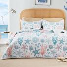 Conjunto de cama de edredão Love's cabin Coastal Pink King Size