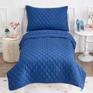 Conjunto de cama infantil Wowelife 4 peças de microfibra macia azul 107 x 148 cm