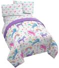 Conjunto de cama Jay Franco Unicorn Rainbow Twin com edredom e lençol