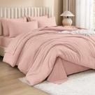 Conjunto de cama Litanika, edredom, tamanho completo, rosa blush, 7 peças