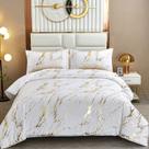 Conjunto de cama WONGS BEDDING King 262x229cm White Gold Marble