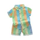 Conjunto De Camisa E Shorts De Verão Para Bebês E Crianças 2PCS Com Estampa Completa Em Três Cores