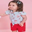 Conjunto de Camisa E Shorts em Sarja Infanti Bebê Menina Cereja Conjunto de Camisa E Shorts em Sarja Infanti Bebê Menina Cereja