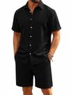 Conjunto de camisa e shorts masculinos de linho de manga curta Outfit Runcati