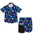 Conjunto de camisa havaiana Outfit Juload Sea Turtle Boys com shorts Conjunto de camisa havaiana Outfit Juload Sea Turtle Boys com shorts