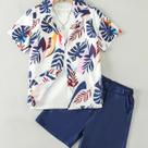 Conjunto de Camisa Masculina - 2 Peças, Manga Curta, Estilo Cavalheiro para Verão