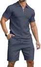 Conjunto de camisa polo e shorts KUYIGO Summer Casual para homens Navy L