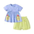 Conjunto De Camiseta Bordada Com Alforreca De Verão Para Meninas, Manga Curta, KaLa KaLa Baby World,