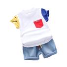 Conjunto De Camiseta De Algodão E Shorts De Jeans Para Meninos Bebês Estilo Coreano Roupa Infantil