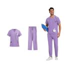 Conjunto De Camiseta De Manga Curta Com Decote Em V E Calças Retas Unissex Para Trabalho Em Estética