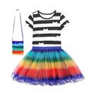 Conjunto De Camiseta E Saia Listrada Preta E Branca Para Crianças, Fantasia De Carnaval Gabby