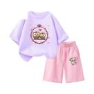 Conjunto De Camiseta E Shorts Com Estampa De Coruja Para Meninas, Roupa De Verão Com Estampa De