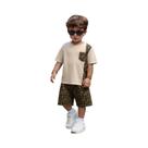 Conjunto De Camiseta E Shorts Com Padrão Geométrico Para Meninos, Manga Curta, Gola Redonda Com