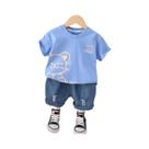 Conjunto De Camiseta E Shorts De Algodão Com Estampa De Urso Para Meninos, Moda Casual Infantil 2
