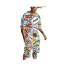 Conjunto De Camiseta Manga Curta Graffiti Masculina De Verão, Moda Hip Hop, Roupas Esportivas