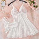 Conjunto De Camisola De Renda Feminina Com Decote Em V, Pijamas Transparentes Com Calcinha E Sutiã, Conjunto De Camisola De Renda Feminina Com Decote Em V, Pijamas Transparentes Com Calcinha E Sutiã,