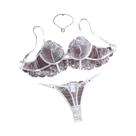 Conjunto De Camisola De Renda Preta Para Mulheres Com Detalhes Florais Românticos, Lingerie Sexy Conjunto De Camisola De Renda Preta Para Mulheres Com Detalhes Florais Românticos, Lingerie Sexy