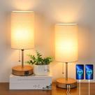 Conjunto de candeeiros de mesa de 2 Lakumu com portas USB Cream Shade