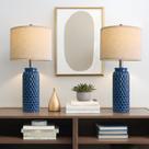 Conjunto de candeeiros de mesa de cerâmica USumkky 2 azul escuro 61cm