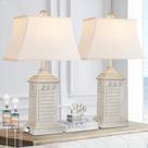 Conjunto de candeeiros de mesa Hamucd de 2 portas Coastal com portas USB A+C