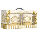 Conjunto de caneca de porcelana bodas de ouro 50 anos de casado com 2 peças na caixa para presente kit jogo xícara café